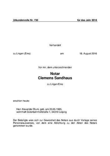 Копии уставных документов из Германии